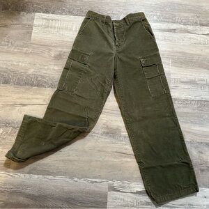 VINTAGE l.e.i. Juniors Corduroy Wide Leg Cargo Pants Army Green Size 9